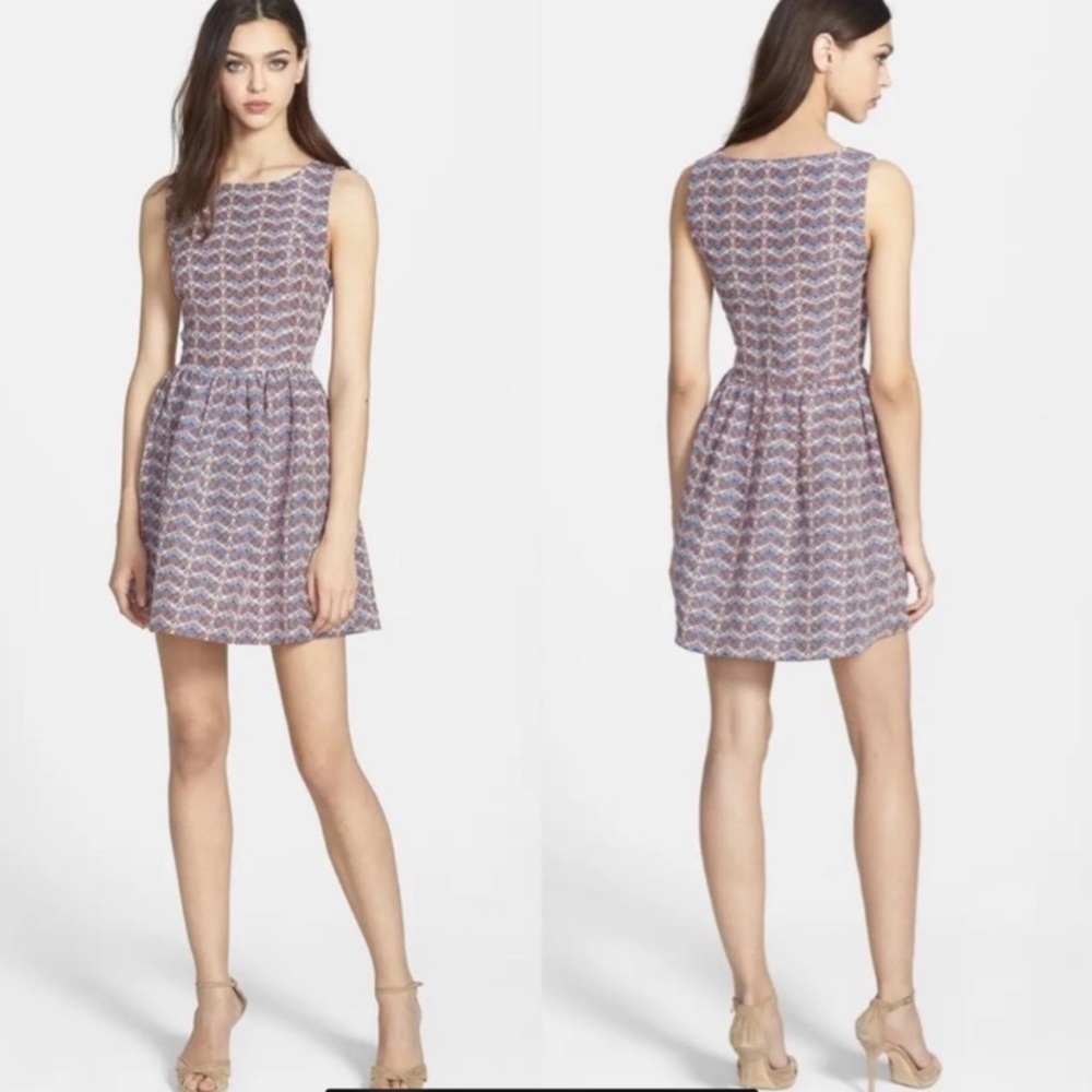 Joie Meriel Chevron Print Linen Silk Blend Dress Small